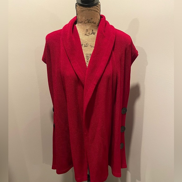 Soft Surroundings Red Women's Poncho with Button Accents - Picture 1 of 5